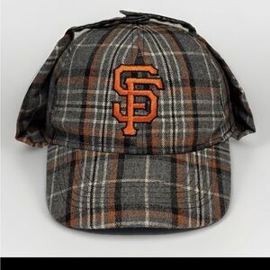 San Francisco Giants Plaid Wool Blend Snapback Baseball Hat W/Ear Flaps One Size